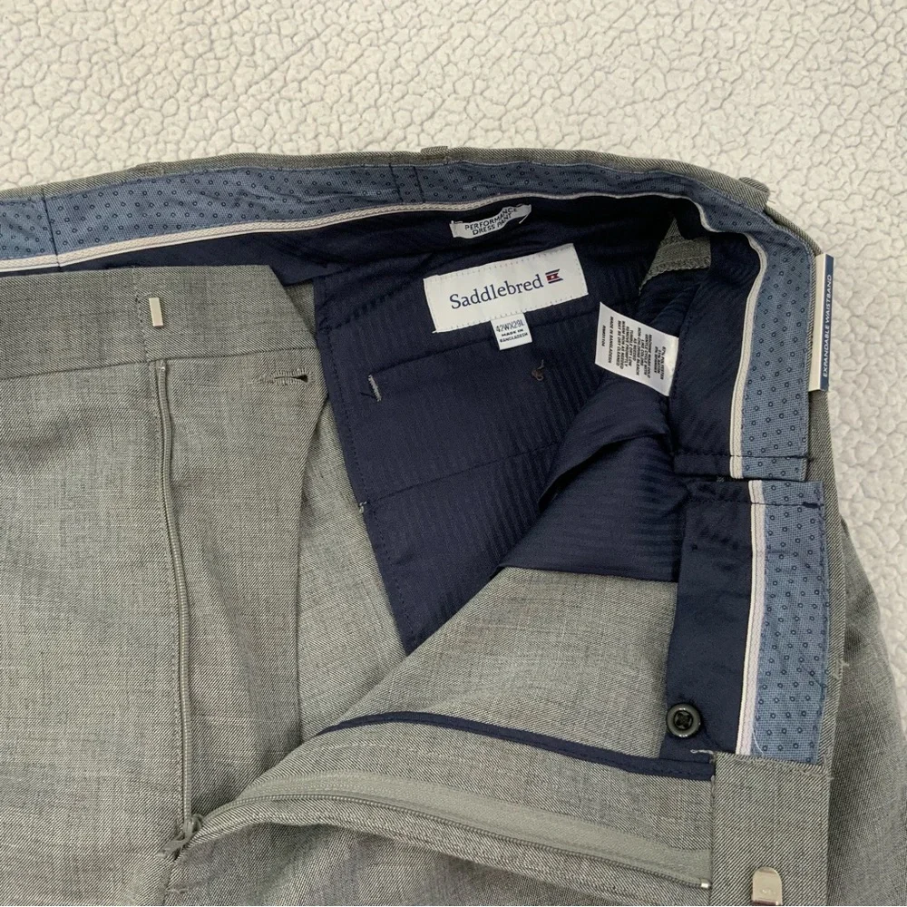 Saddlebred Traveler 42x29 Dress Pants Gray Comfort Flex No Iron Flat Front New